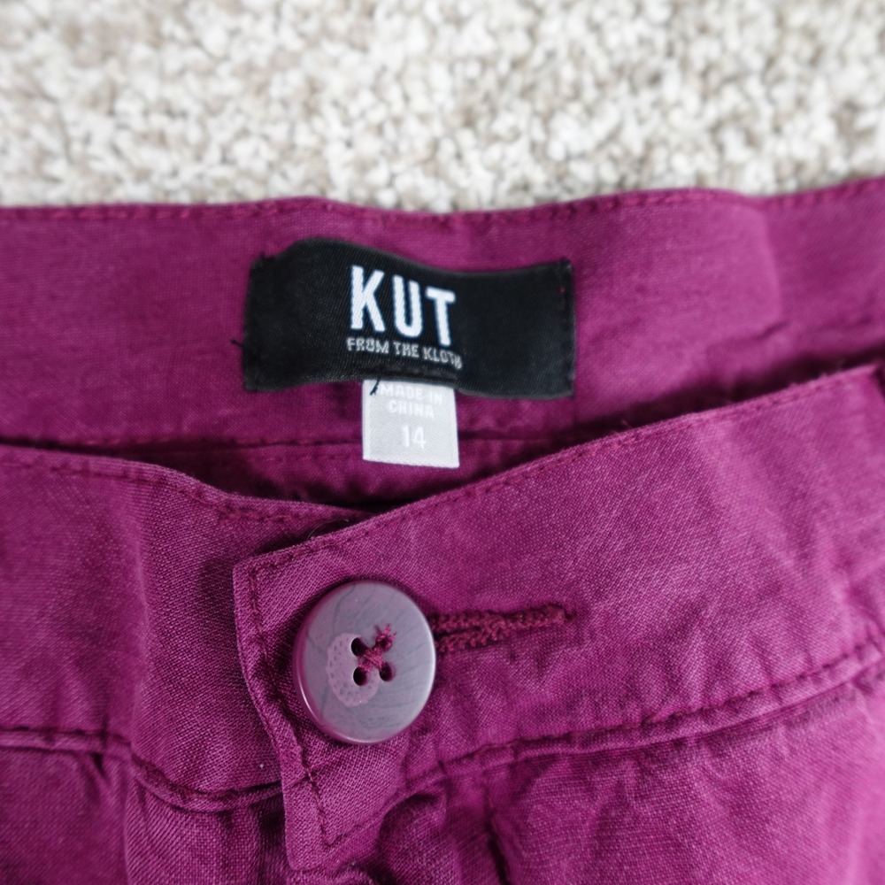 KUT from the Kloth Charlotte Wide Leg Pants Mulberry Purple Size 14 KB48001 NEW - Picture 4 of 9